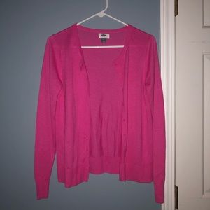 Old Navy Pink Button-Up Crew Neck Cardigan